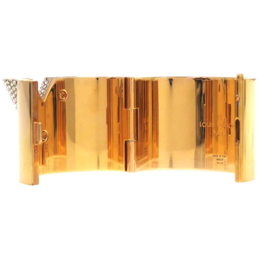 AUTHENTIC LOUIS VUITTON Essential V Bangle Gold Plated Linestone LTJ471-010226 - Picture 8 of 10